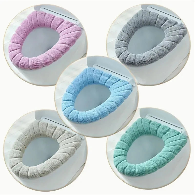 5 Piece Set Toilet Seat Cover , Soft and Comfortable, Fits Most Toilets, Anti-Slip, Highly Absorbent