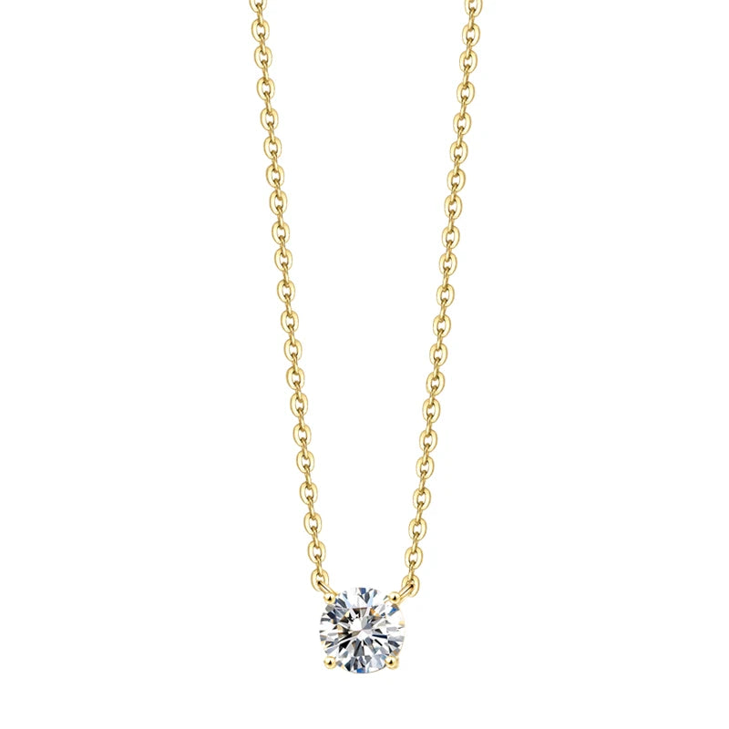Sterling Silver 14k Gold Plated Necklace Versatile Sparkling Zircon Choker Clavicle Chain for Women Wedding Jewelry
